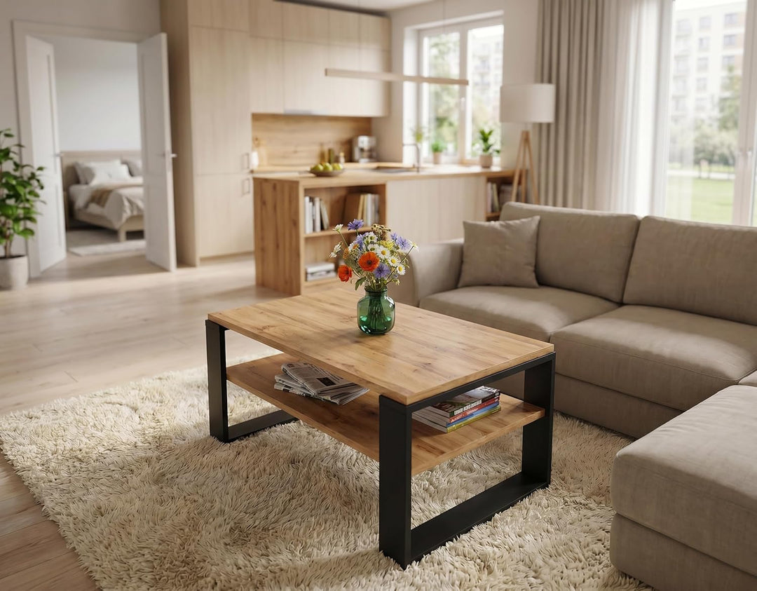 möbelkap Couchtisch 91×51 cm – Wohnzimmertisch aus Holzwerkstoff, Stabiler & moderner Kaffeetisch mi