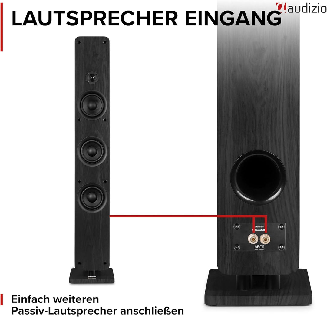 Audizio Arco - Standlautsprecher Aktiv, Bluetooth 5.4 & DAB Radio, 160 Watt HiFi Lautsprecher Musika
