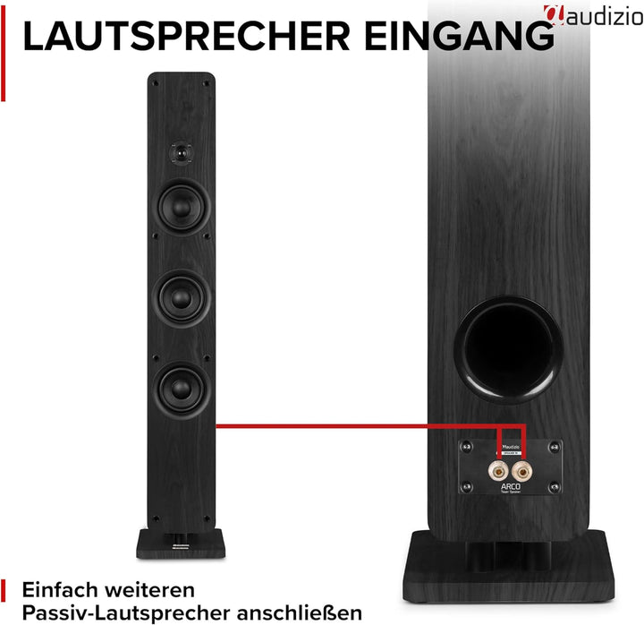 Audizio Arco - Standlautsprecher Aktiv, Bluetooth 5.4 & DAB Radio, 160 Watt HiFi Lautsprecher Musika