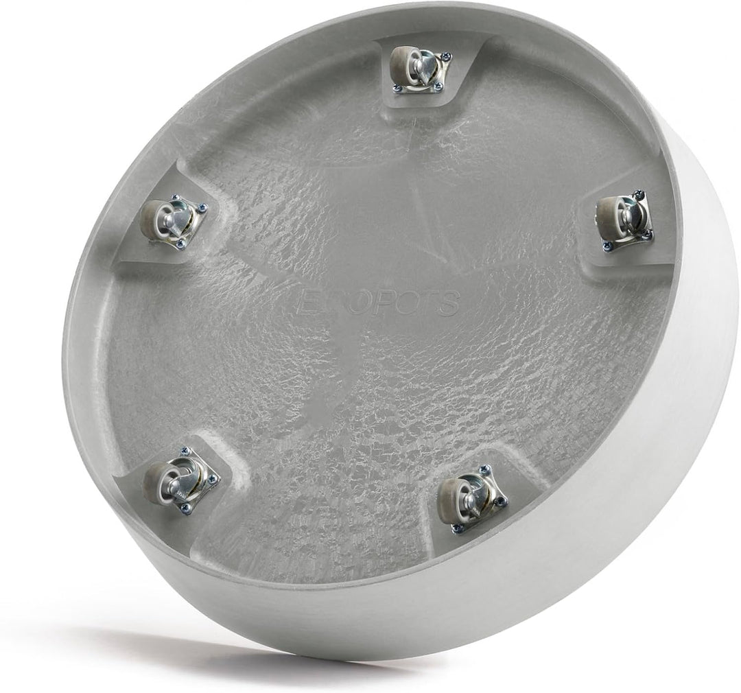 Ecopots Untersetzer rollbar für Blumentopf Amsterdam Weiss Grau Durchmesser innen 47 cm/aussen 51 cm