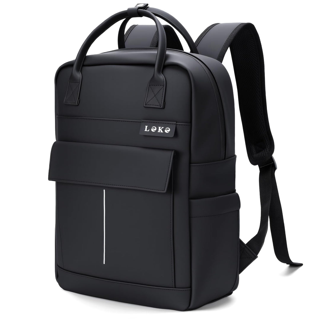 Rucksack Wasserdicht Damen Herren, 15,6 Zoll Leder Laptop Schulrucksack mit Laptopfach, Gross Reiser