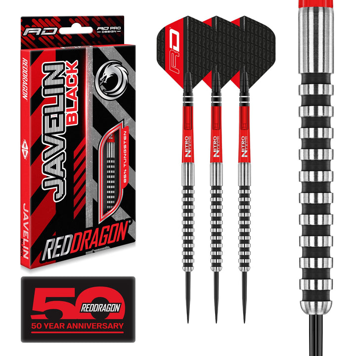 RED DRAGON Javelin Black Series Profi Dartpfeile Steeldarts Setmit Flights und Schäfte 22.0 Gramm, 2