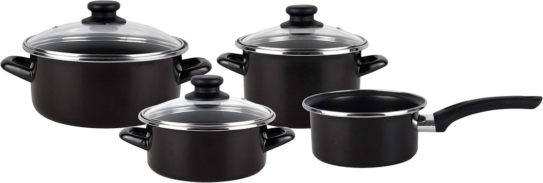 Magefesa Kenia Negra Kochgeschirr-Set, 7-teilig, emaillierter Aussenbereich, Antihaftbeschichtung, z