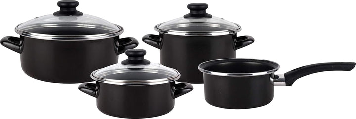 Magefesa Kenia Negra Kochgeschirr-Set, 7-teilig, emaillierter Aussenbereich, Antihaftbeschichtung, z