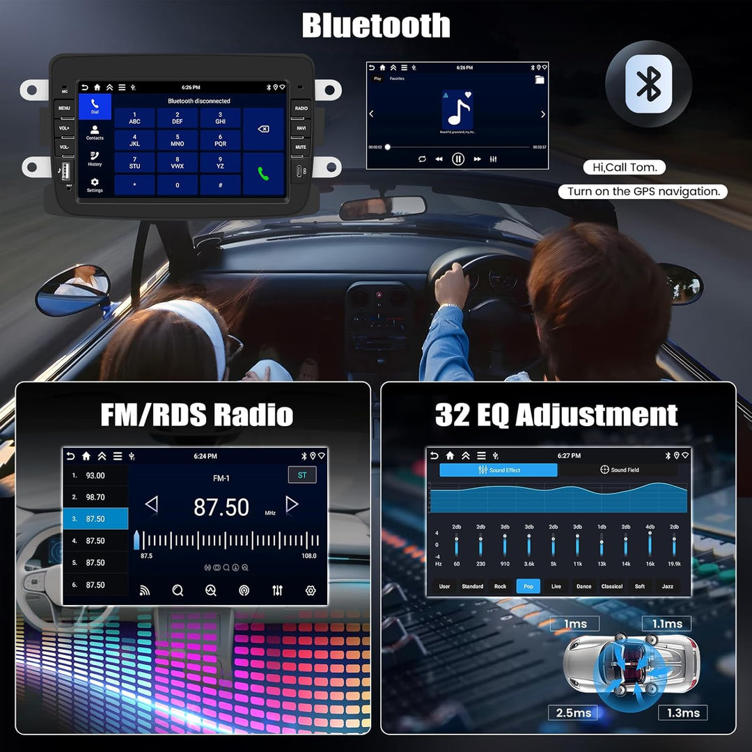 4+64G Android 15 CAMECHO 7 Zoll Autoradio für Renault Dacia Logon Duster Sandero Lodgy Spring mit Wi