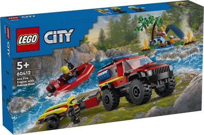 LEGO City Feuerwehrgeländewagen mit Rettungsboot, Offroad-Auto-Spielzeug & City Blauer Monstertruck,