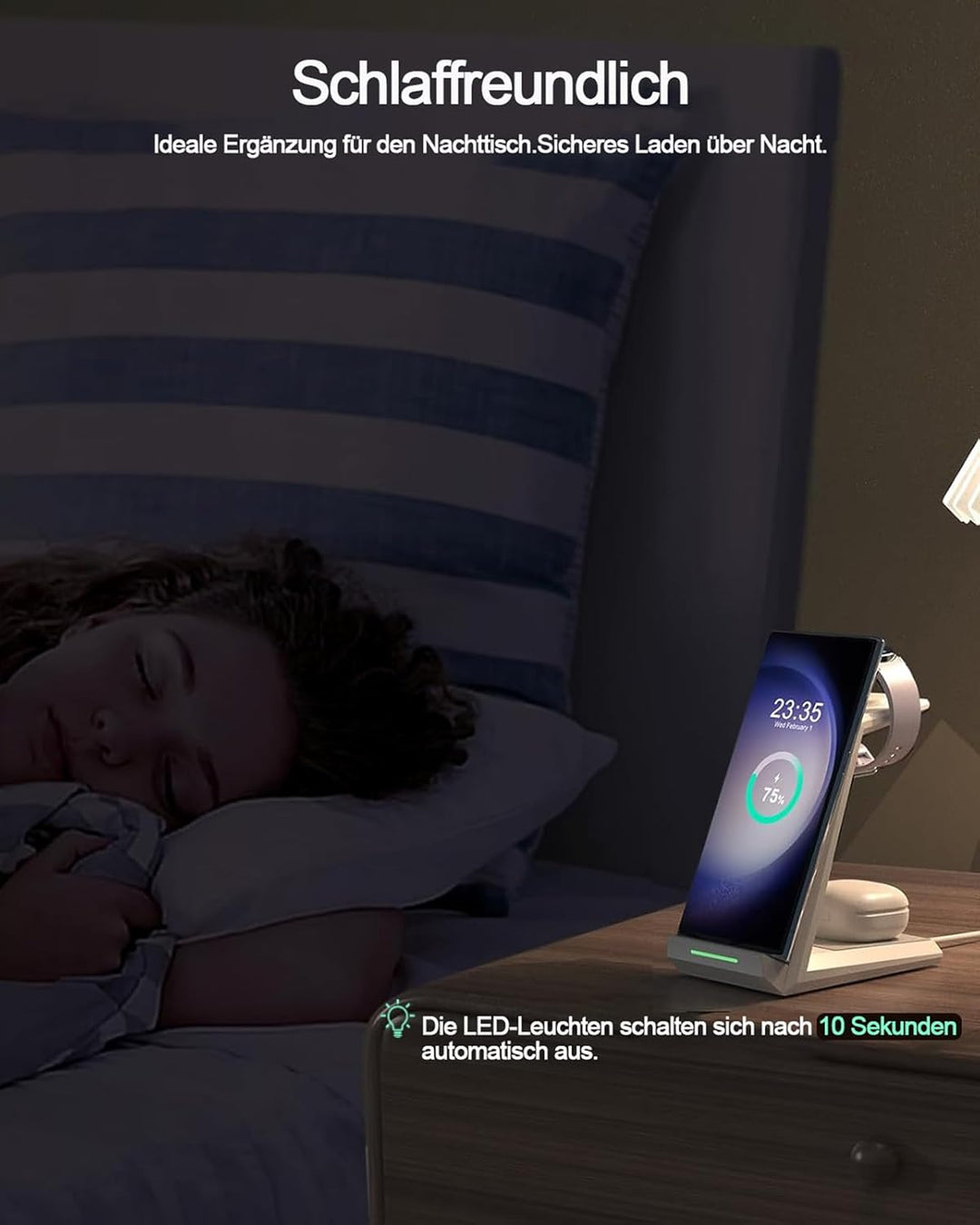 Induktive Ladestation für Samsung，ADADPU Kabelloses Ladegerät 3 in 1 Kompatibel für Galaxy Watch 8/7