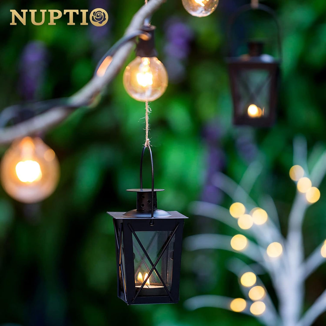 Nuptio 4 Stück Lanterne en Verre à Terre Suspendue, Lanterne en Verre Portable, Petite Lanterne Rétr