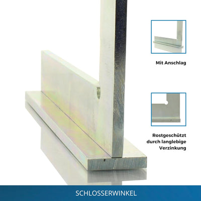 hedue® Schlosserwinkel mit Anschlag, Winkel Anschlagwinkel, 100 x 70 mm 100 mm, 100 mm