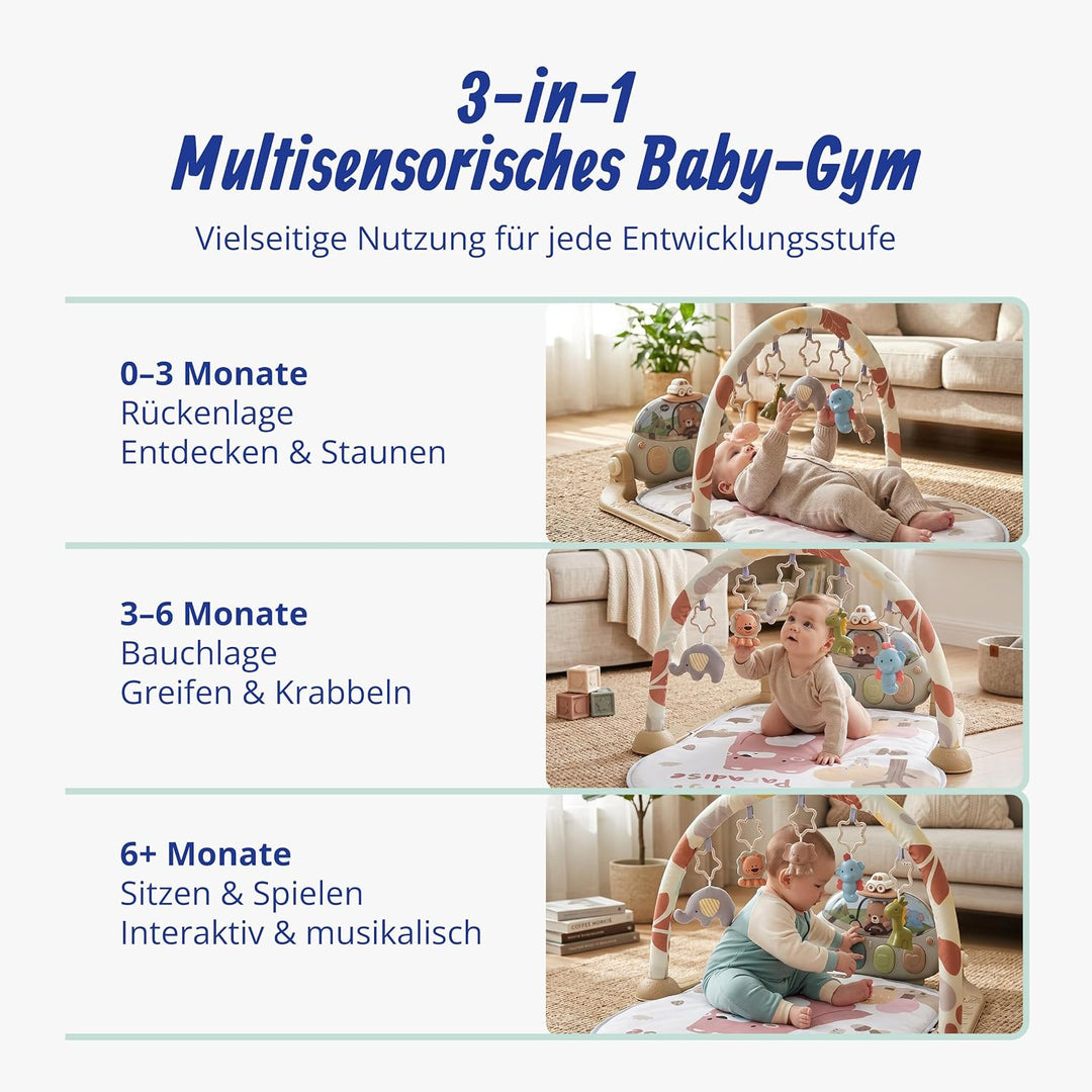 Relaxdays Spielbogen, mit Spielzeug, Musik &amp; Licht, HxBxT: 42 x 64 x 80 cm, Stoff, Baby Gym, Krabbel