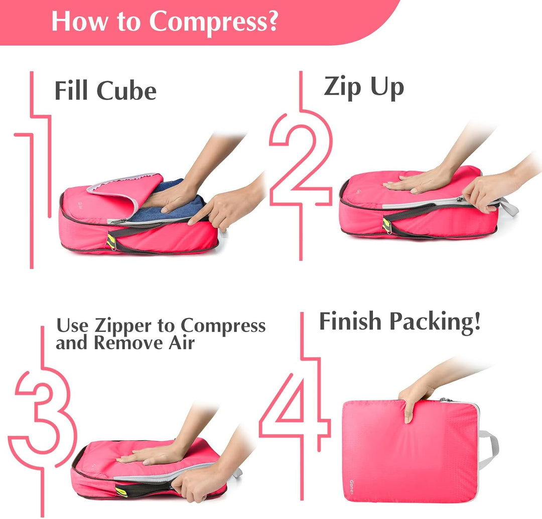 Gonex Compression Packing Cubes 4er Set, Gonex Kleidertaschen 4-teilig Verpackungswürfel, Kleidertas