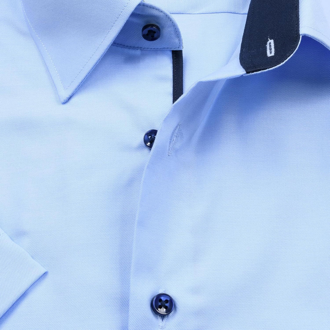 ETERNA Herren Businesshemd Kurzarm Comfort FIT | Uni | Bügelfrei | Kent Kragen 43 Hellblau_(11)_, 43