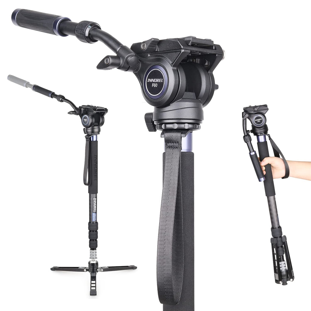 Kamera Einbeinstativ Kit, INNOREL VM75CK, 182cm Kohlefaser Video Einbeinstativ Bein mit F60 Fluidkop