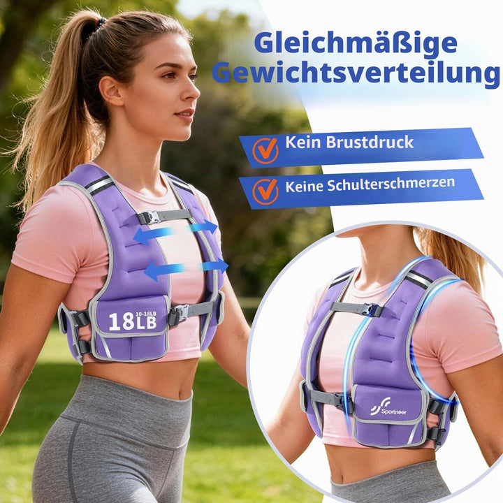 Sportneer Verstellbare Gewichtsweste für Damen Laufweste, 2,7-4,5kg/ 4,5-8,16kg Gewichtsweste für Kr