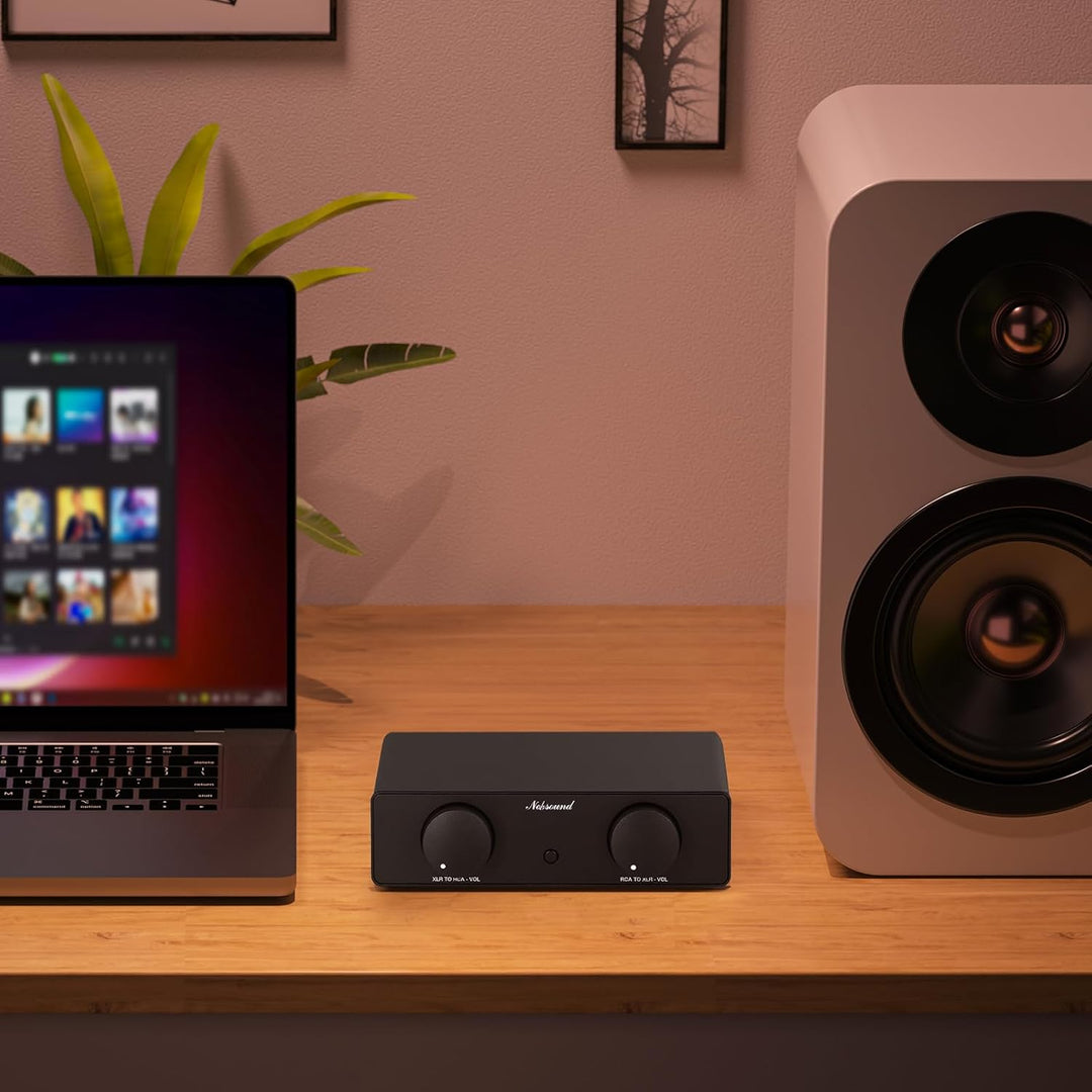 Nobsound XLR-Cinch-Konverter bidirektional: symmetrischer Audio-Adapter-Vorverstärker mit zwei Lauts