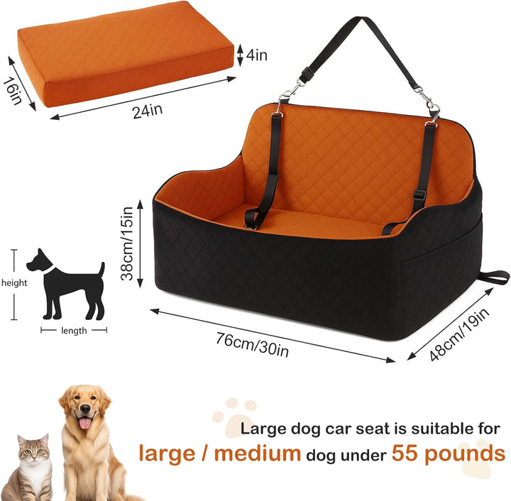 Hunde Autositz für grosse & mittelgrosse Hunde bis 25 kg | Autositze mit Dicker Polsterung, Sicherhe