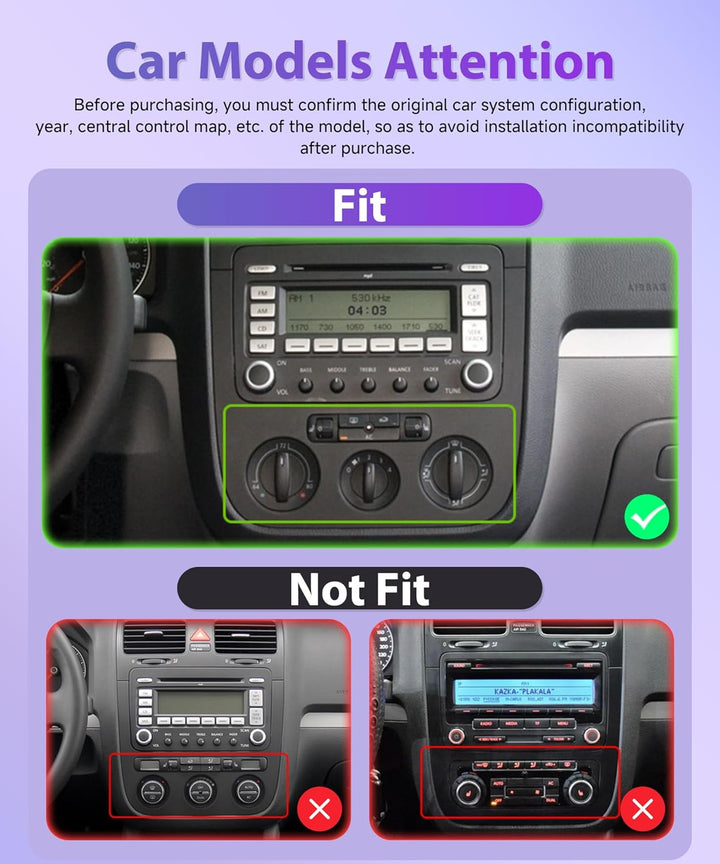 Rimoody 4G+64G Android Autoradio für VW Sagitar VW Jetta 2006-2010 Wireless Carplay Android Auto, 10