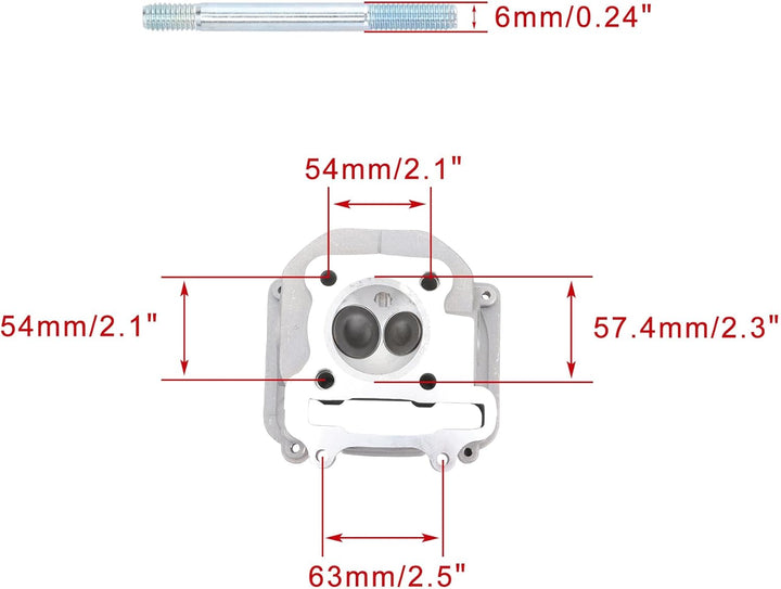 WOOSTAR 57,4mm Grosse Bohrung Kompletter Zylinder und Zylinderkopf Umbausatz Ersatz für 4 Takt GY6 1
