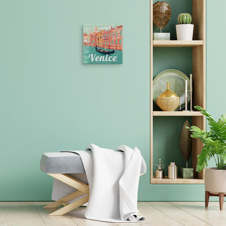 Figured'Art Mini Malen Nach Zahlen Erwachsene Mit Rahmen 20x20cm Kleines Format - Reiseplakat Venedi