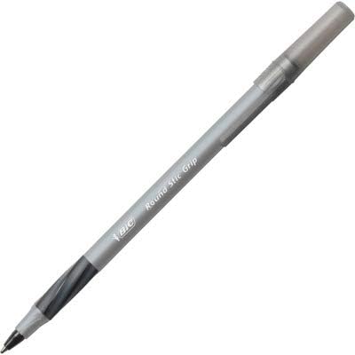 Ultra Round Stic Grip Ballpoint Stick Pen, Black Ink, Medium, Dozen by BIC