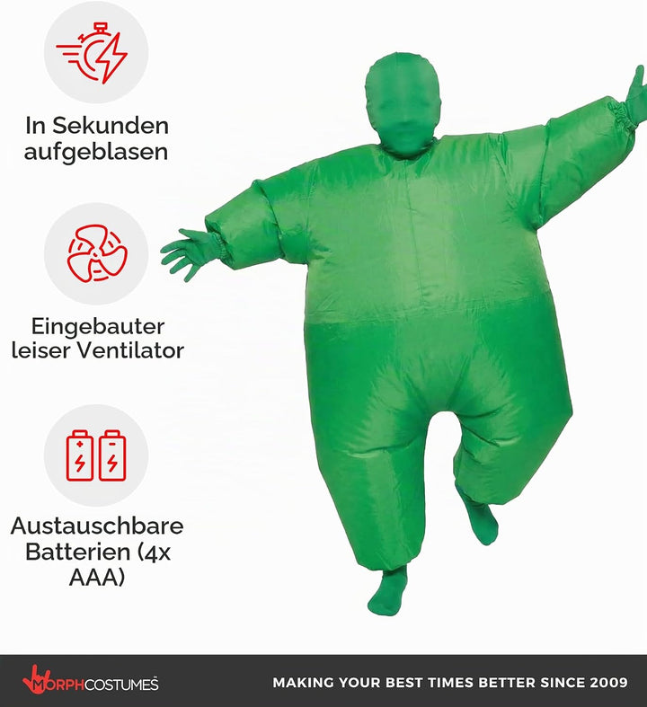 Morph Grünes Aufblasbares Kostüm für Kinder, Megamorph - Einheitsgrösse Grün Kinder, Grün Kinder