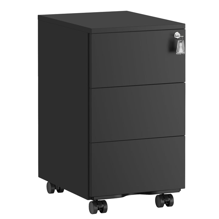SONGMICS Schubladenschrank, Rollcontainer, mobiler Aktenschrank, Metallschrank, Druckertisch, abschl