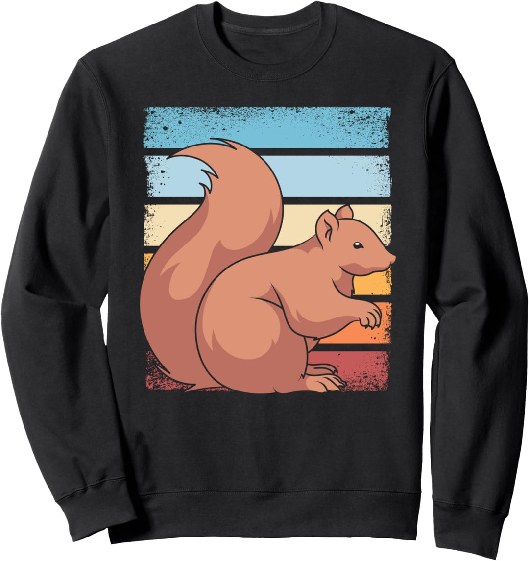 Waldbewohner Tierfreund Tier des Waldes Retro Eichhörnchen Sweatshirt
