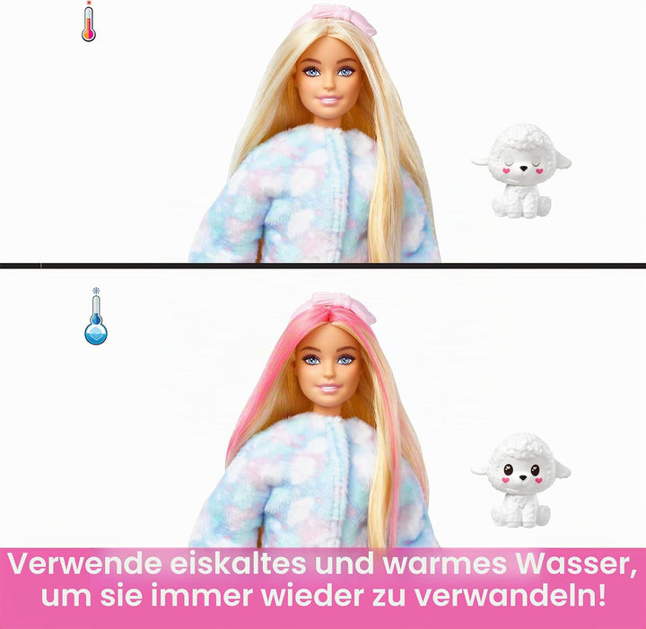 Barbie Cutie Reveal - Plüschlamm mit beweglicher Puppe, 10 Überraschungen inklusive Moden und Access