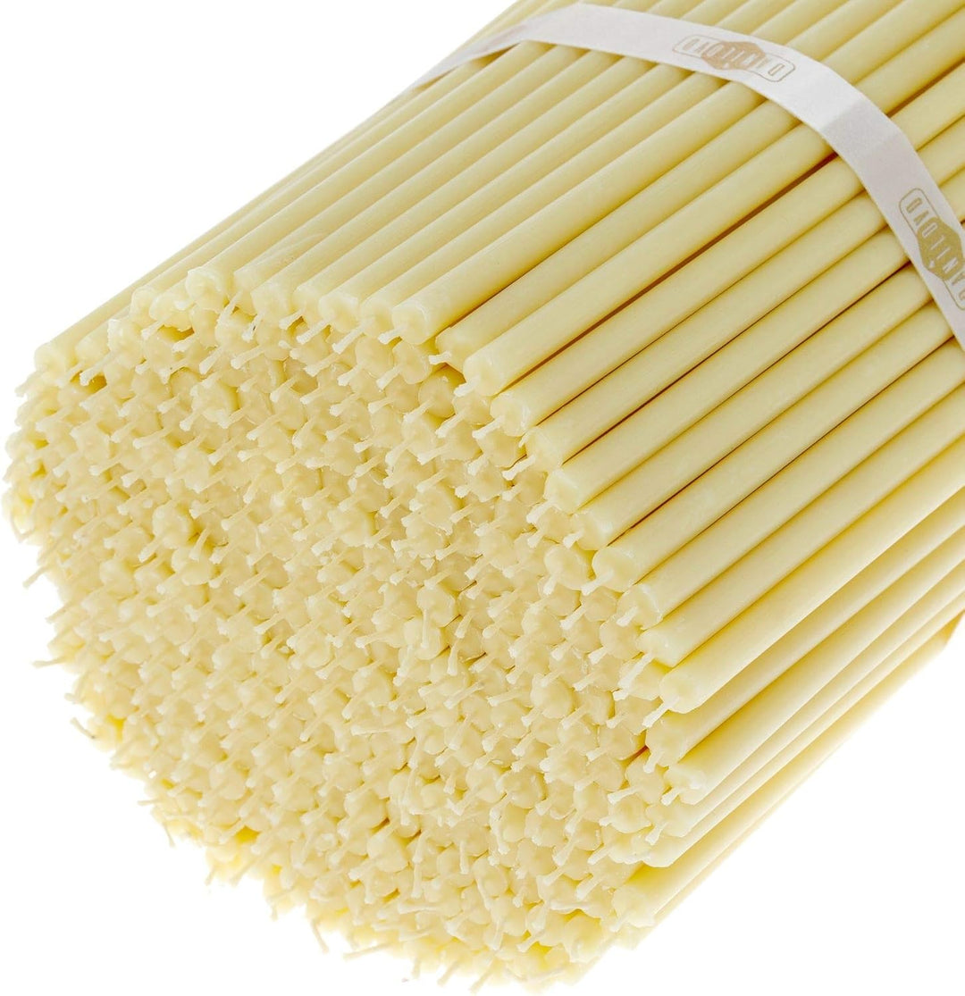 Danilovo 50 Stück Weiss Bienenwachs Kerzen - Orthodoxe Kerzen für Gebet, Rituals, Tischdeko Hochzeit