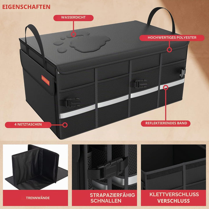 Hochwertige Kofferraumtasche Auto Box - Rutschfeste Kofferraumbox, Gross Wasserdichter Kofferraum Or