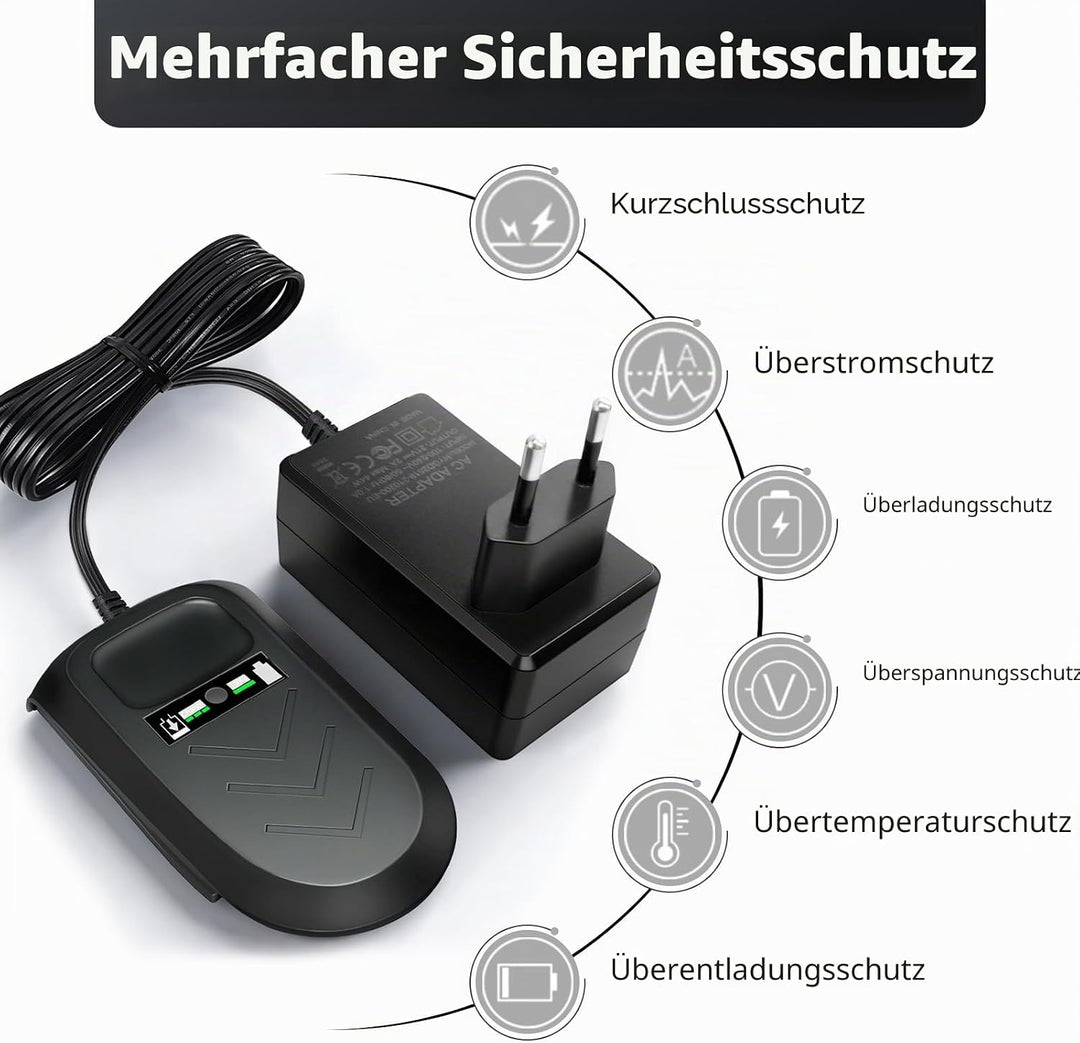 Schnellladegerät, kompatibel mit Bosch-Ladegeräten, 18V-Netzteil, geeignet für Bosch PBA-Ladegeräte