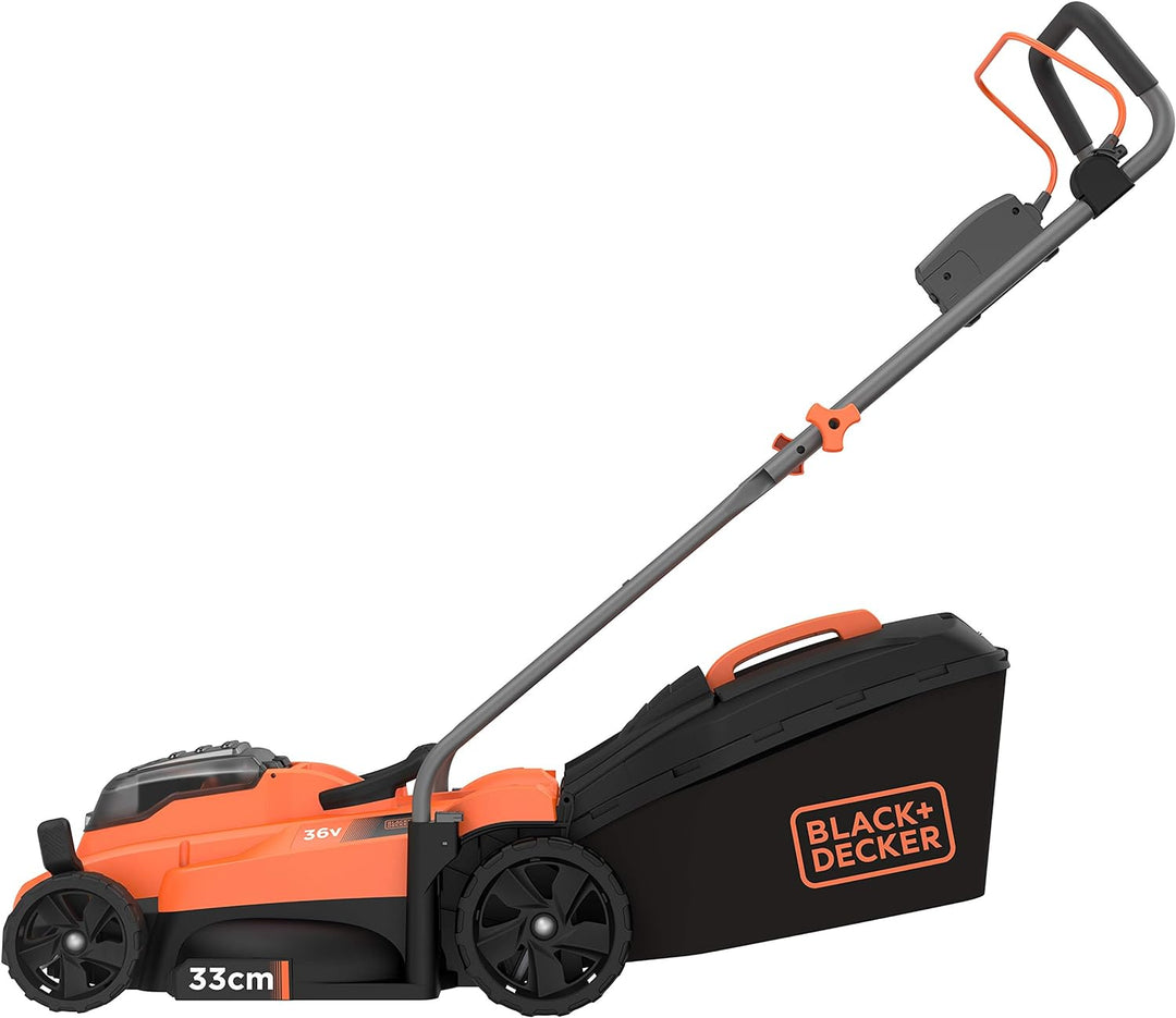 Black+Decker Akku-Rasenmäher BCMW3336L2 (36V, 2.5Ah, 33 cm Schnittbreite, für mittlere Rasenflächen