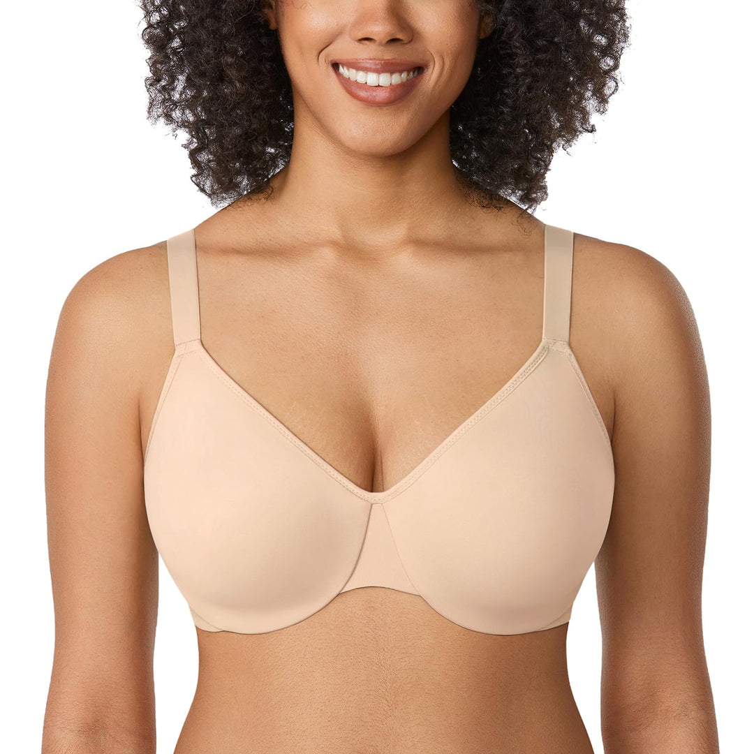 DELIMIRA Damen Minimizer BH mit Bügel Grosse Grössen Vollschalen Ungefütterter BHS T Shirt Bequemer,