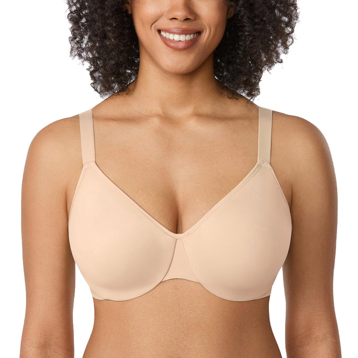 DELIMIRA Damen Minimizer BH mit Bügel Grosse Grössen Vollschalen Ungefütterter BHS T Shirt Bequemer,