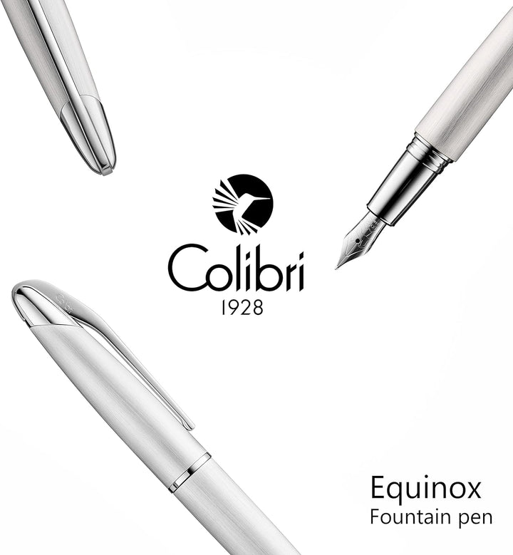 Colibri Equinox Füllfederhalter - Gebürsteter Stahl Und Chrom-Akzenten - Edel Füller - Bock Mittlere