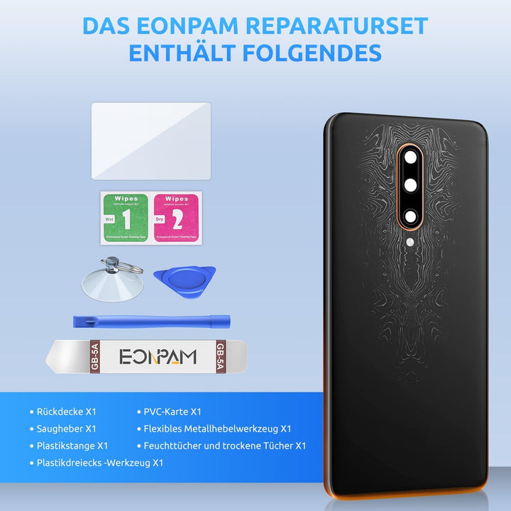 Eonpam Akkudeckel für OnePlus 7T Pro Rückseite Glas Original Backcover Back Glas Ersatz Reparatur Se