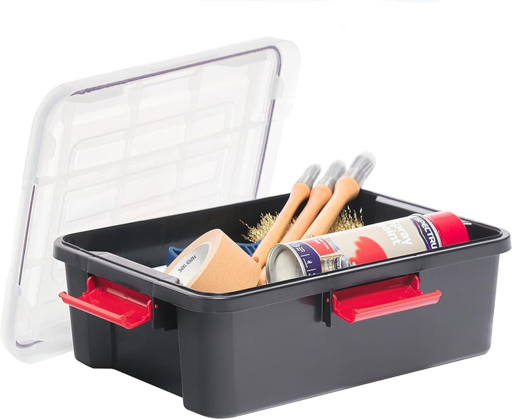 Iris Ohyama, Kunststoff-Aufbewahrungsbox, 10-Liter-Garage-Aufbewahrungsbox, 4er-Set, BPA-frei, AT-S,
