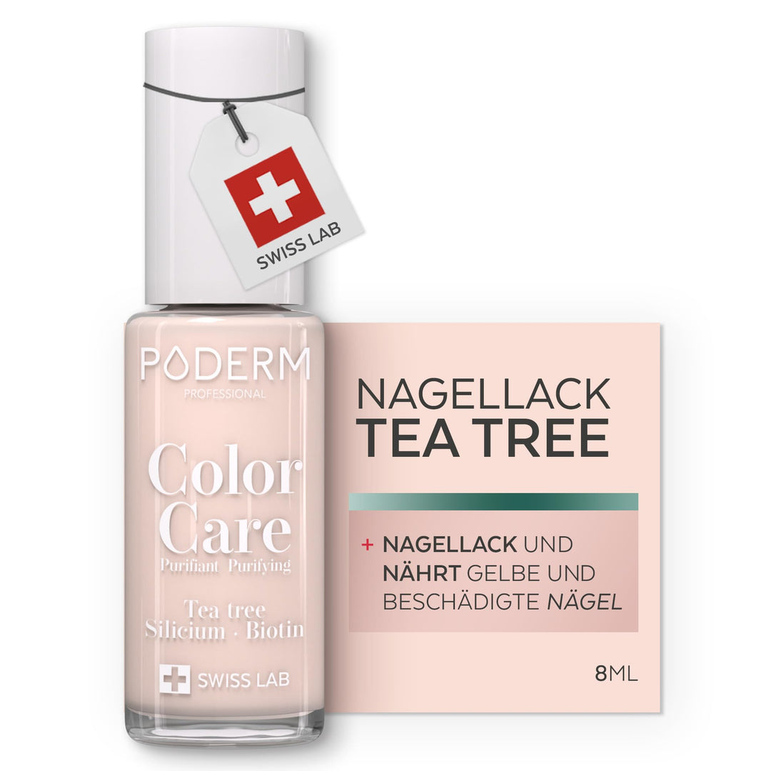 PODERM - TEEBAUM-NAGELLACK COLOR CARE Zartrosa - verbessert das Aussehen für die gelbe oder brüchige