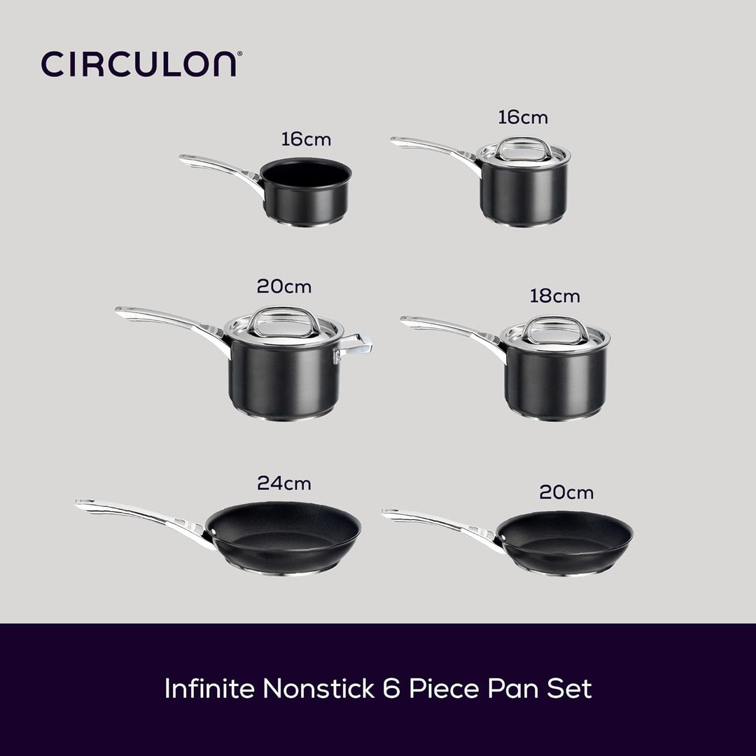 Circulon Infinite topfset induktion - 6 teilig Antihaft-Töpfe und kochtopf set mit Edelstahldeckeln
