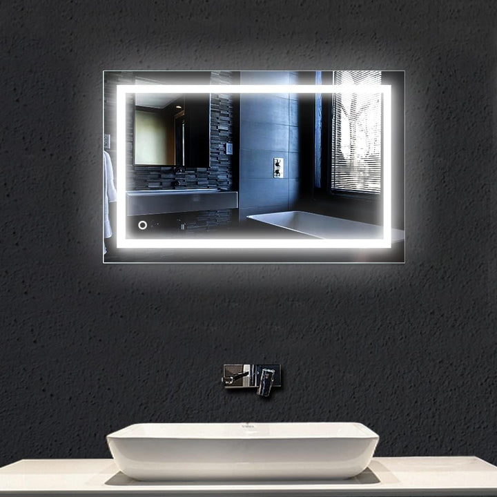 Willonin Badspiegel mit Beleuchtung, Badspiegel LED Badezimmerspiegel Beleuchtet Bad Spiegel Wandspi