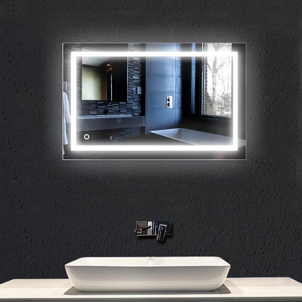 MUPAI Badspiegel LED Badezimmerspiegel Beleuchtet Bad Spiegel Wandspiegel (Weiss, B, 50x70cm) Weiss,