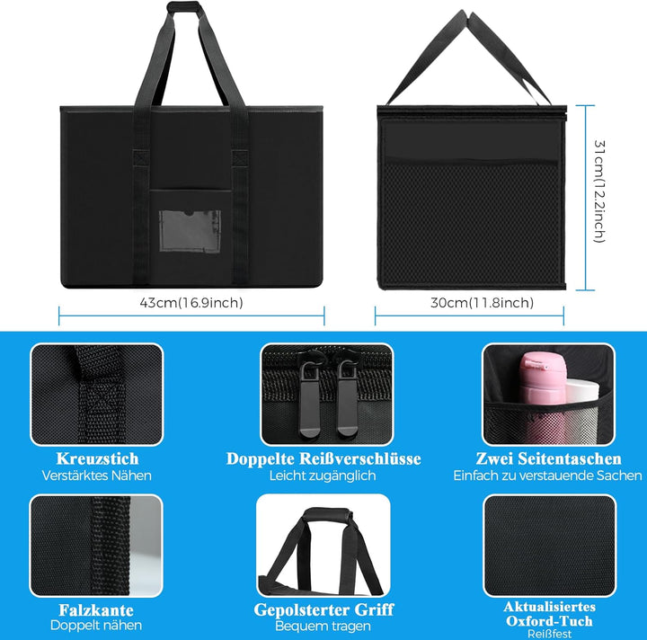 Beautyshow 40L Gross Kühltasche, Wiederverwendbare Einkaufstasche, Dauerhaft Isoliertasche mit Netzt