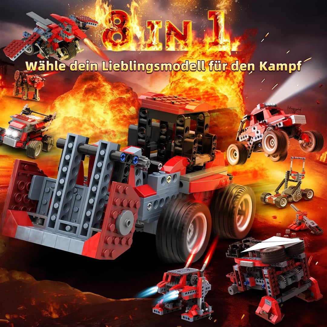 Robot B, Mint-Spielzeug für Jungen 6-12 Jahre, 8-in-1 Action-Roboterbausatz, Elektrischer Motor für