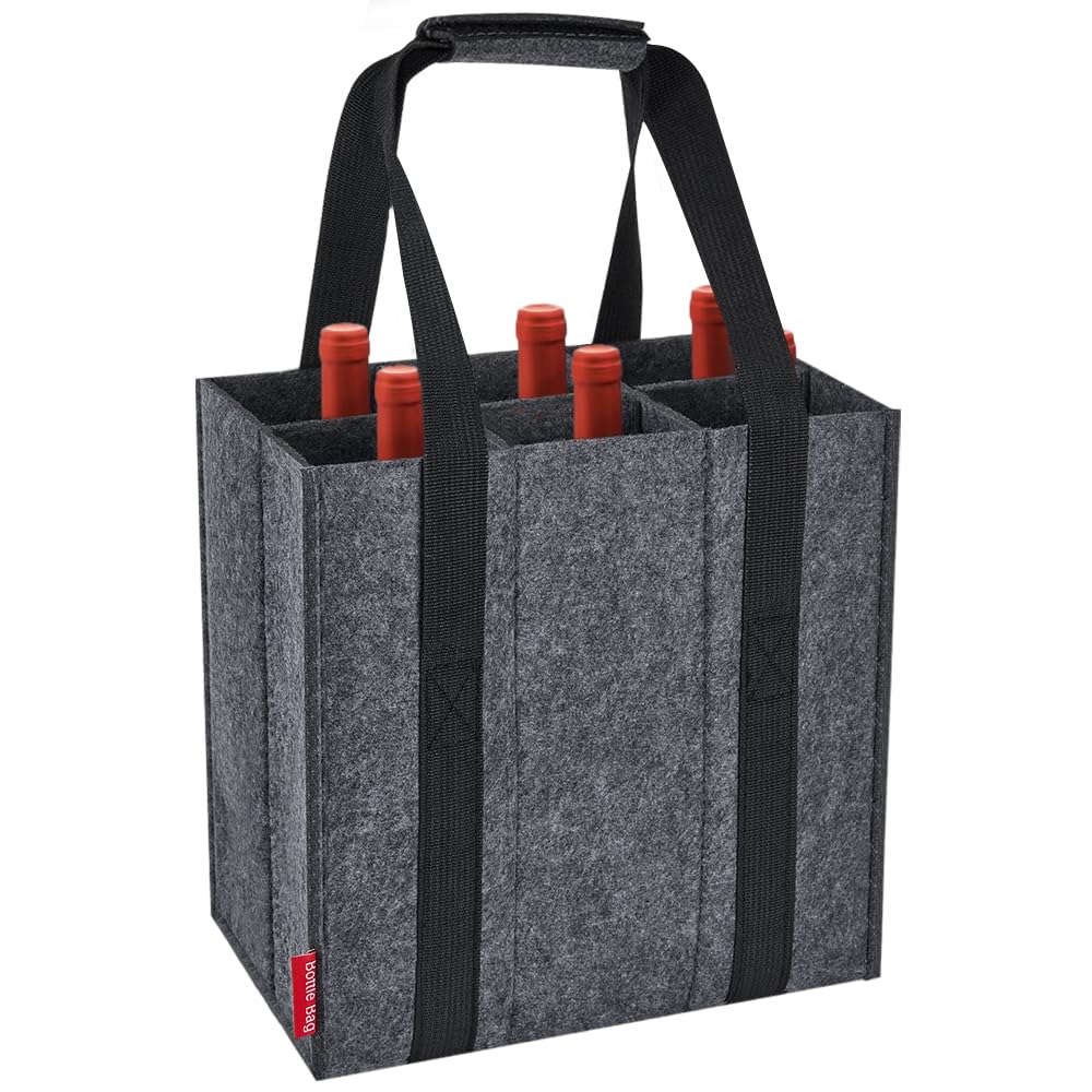 Flaschenträger 6 Fächer Flaschentasche, Filz Flaschen Tasche Wiederverwendbar Männerhandtasche für B