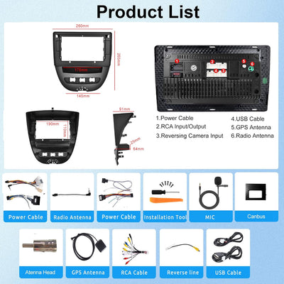 【8 Kern 4+64G】 Hodozzy Carplay Autoradio für Toyota Aygo/Peugeot 107/Citroen C1 2005-2014, 10.1 Zoll