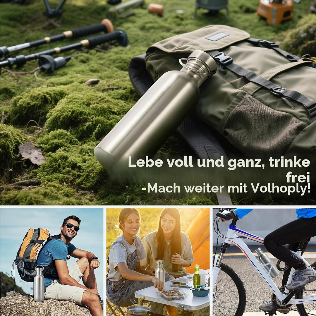 Volhoply 780ml nicht isolierte einwandige Wasserflasche 2 Packung, Edelstahl wiederverwendbare Wasse
