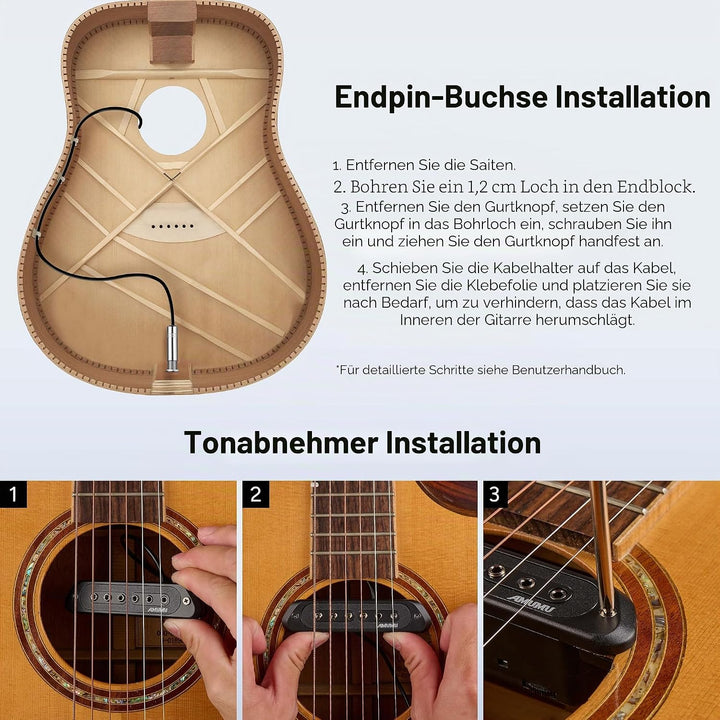 Amumu SP60 Tonabnehmer für Akustikgitarre, magnetisch, passiv Humbucker, Humbucker