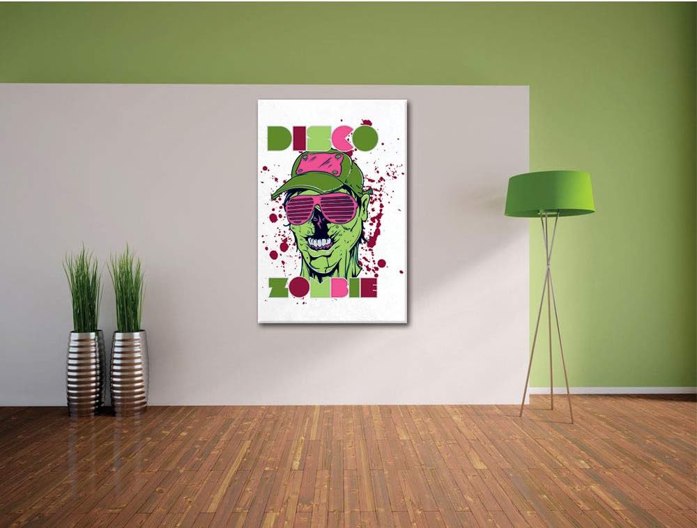 Disco Zombie white Leinwandbild Bild auf Leinwand, XXL riesige Bilder fertig gerahmt mit Keilrahmen,