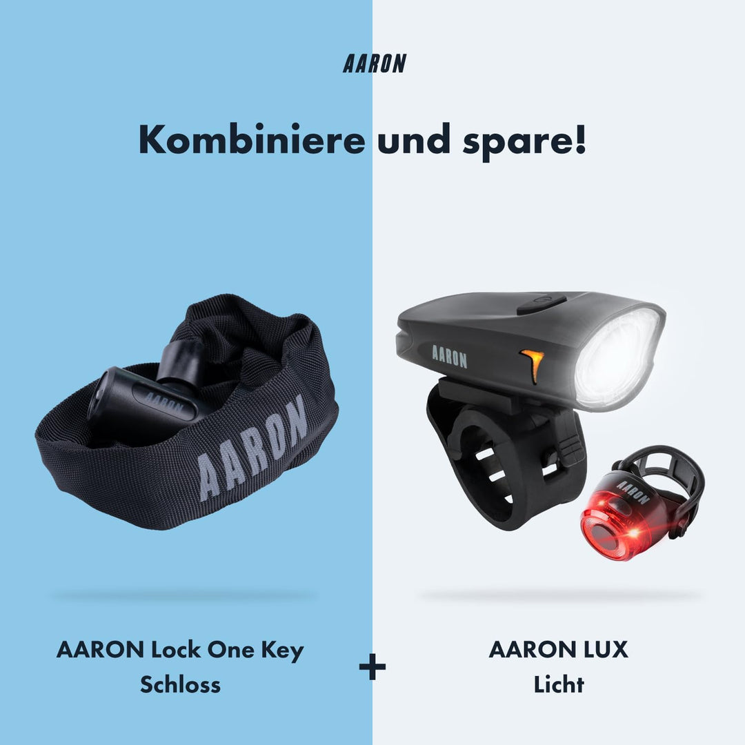 AARON Lock One Fahrradschloss mit Schlüssel, Kettenschloss aus Stahl und hoher Sicherheitsstufe, Sch