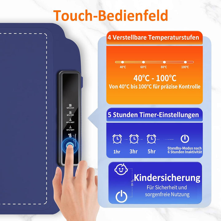 Elektrische Warmhalteplatte für Speisen, 40-100℃ Speisenwärmer Elektrisch Wärmeplatte Essen Faltbare